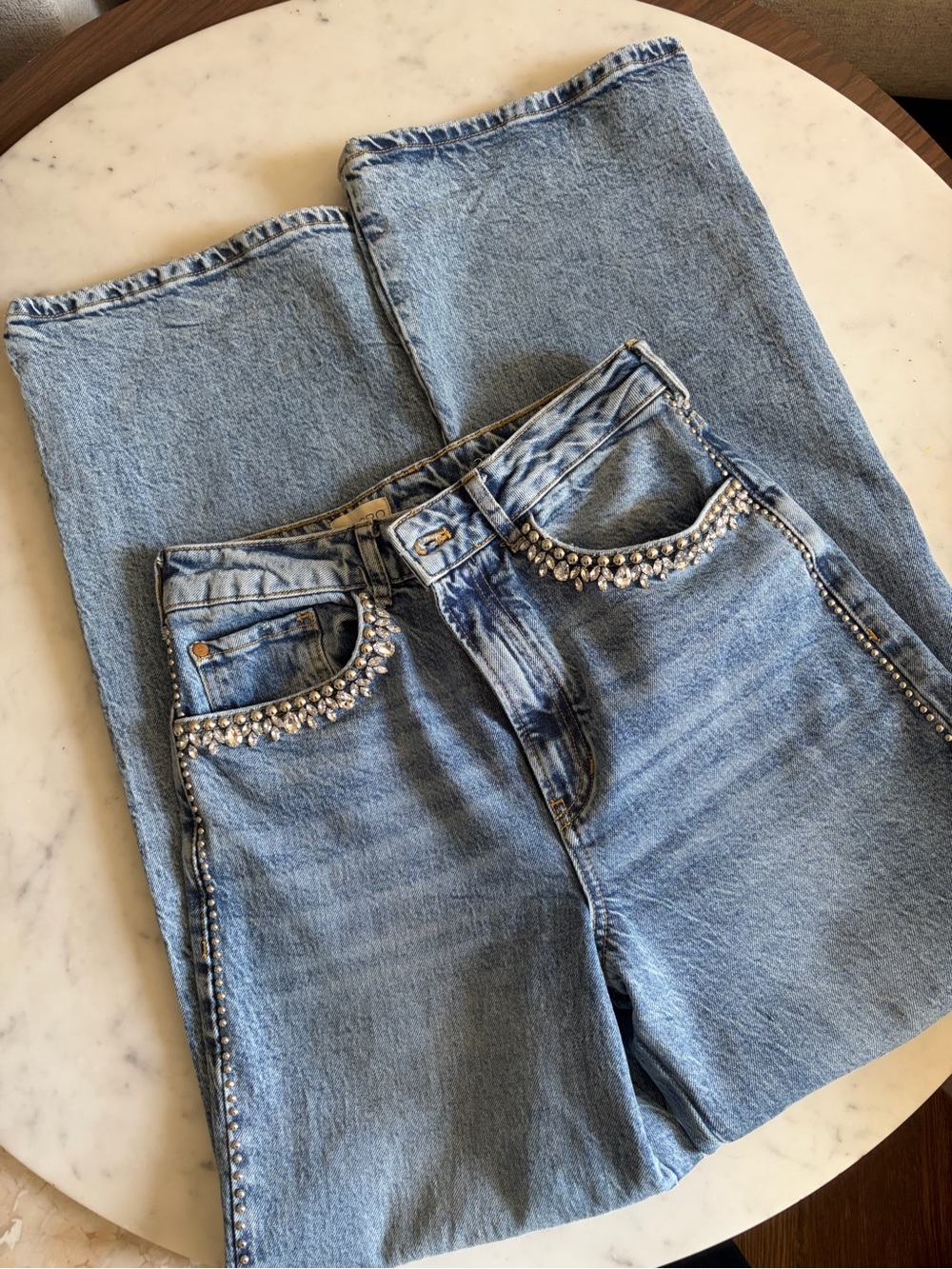 Pilcro Anthropologie Austyn Rhinestone Studded 27 High Rise Denim Jeans - Picture 11 of 13